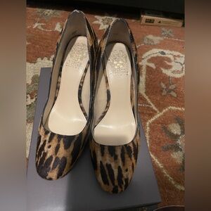 Vince Camuto Leopard-Pattern Pointed-Toe Heels in Brown and Black